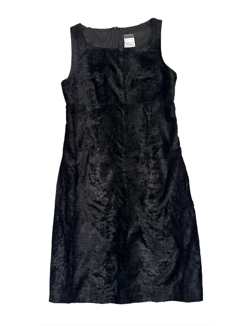 ‘S Max Mara Black Faux Fur Shift Dress size 6